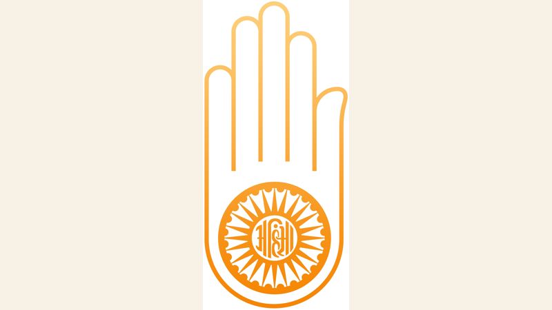 The Jain ahimsa hand symbol