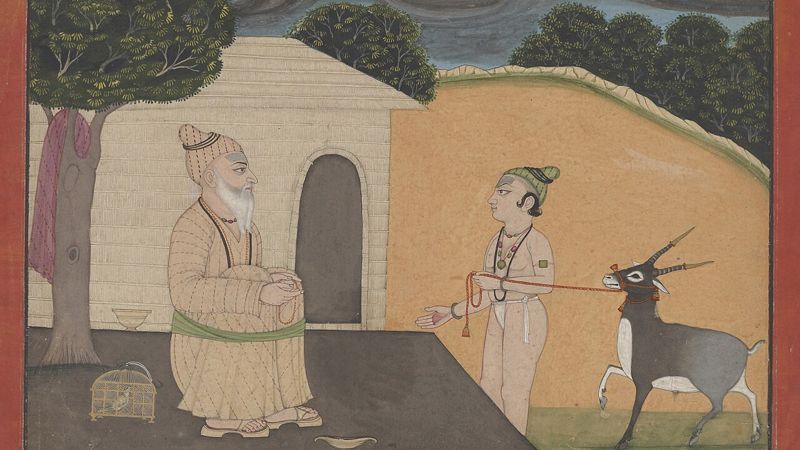 Pahari painting of an ascetic and his disciple