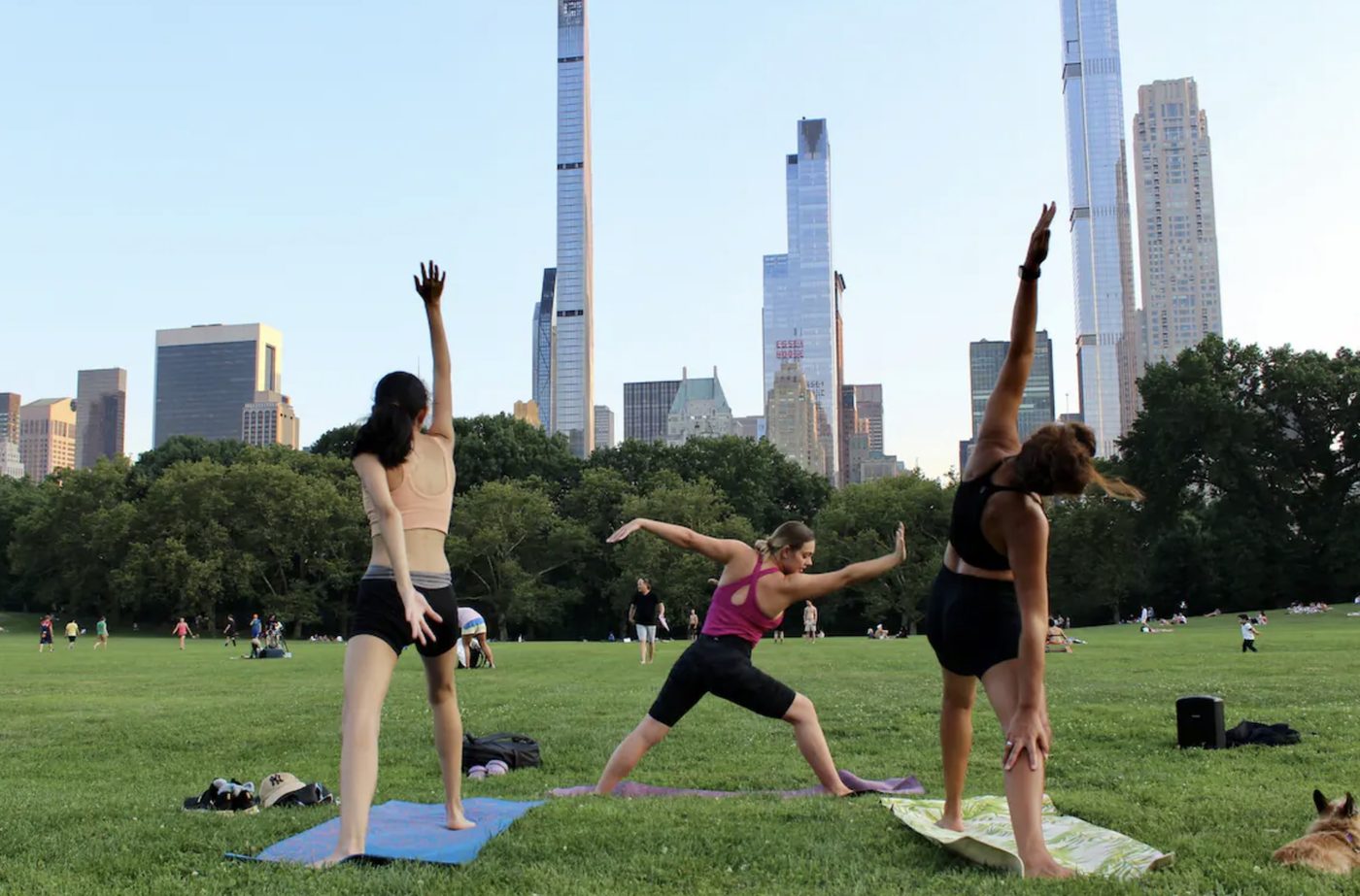 Outdoor yoga in Central Park
